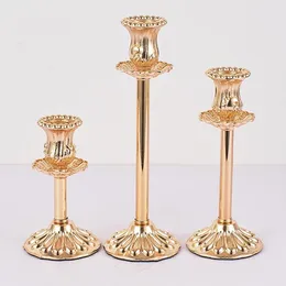 Castiçais Castiçal Taper Gold Stand Decoração de mesa