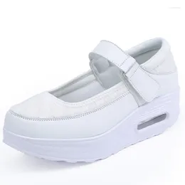 Scarpe da passeggio Shake Donna Sport Traspirante Fondo spesso poco profondo Aumentato Ballo singolo bianco da donna