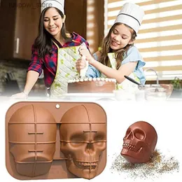 Eiscreme-Werkzeuge, große realistische Silikon-Schädel-Kuchenform, DIY-Backform für Halloween-Geschenke, Küchenzubehör, Backdekorationswerkzeug, FU L240319