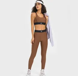 Al-DW346DL347 Adjustable Shoulder Strap Sports Bra Elastic Waist Training Yoga Pants Women Activewear Set