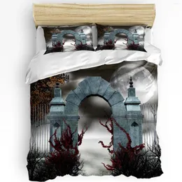 Conjuntos de cama Arco Pedra Lua Noite Nevoeiro Porta 3 Pcs Set para Quarto Cama Dupla Home Têxtil Duveta Capa Quilt Fronha
