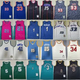 Vintage Basketbol Forması Mens Growback Gary Payton 20 Scottie Pippen 33 Jason Williams 55 Jerry West 44 Tyrone Muggsy Bogues 1 Isiah Thomas 11 Dikembe Mutombo 55