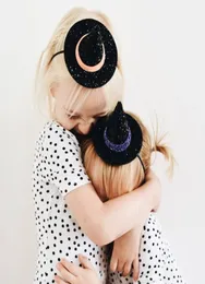 New Europe Baby Girls Cute Witch Hat Headband Kids Sequins Bowknot Pointy Cap Hairband Children Bandanas Elastic Head Band A5143316710