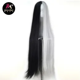 Perucas miss u cabelo sintético unissex 110cm extra longo reto preto branco verde roxo cinza cabelo halloween cosplay traje festa peruca