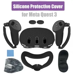 Custodia protettiva in silicone per occhiali Custodia a conchiglia per Meta Quest 3 VR Auricolare Testa Copri viso Pad per occhi Impugnatura Pulsante Tappo Accessori VR