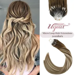 Extensions Ugeat Microlink Hair Extensions Human Hair 1424" Natural Real Human Hair 1g/1s 100g/100s Set Micro Loop Human Hair Extensions