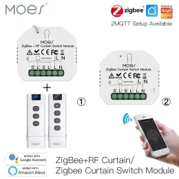 Control MOES ZigBee 3.0 Smart Curtain Switch Module Motorized Roller Shutter Blinds Motor Tuya Smart Life Alexa Echo Google Home
