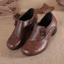 Сапоги дизайнерские блок каблука Loafer Женщины роскошные подлинные кожа