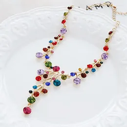 Chains Creative Personality Necklace Multicolor Austrian Crystal Clavicle Charm For Women Famous Jewelry