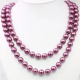 Kedjor 10mm Fuchsia South Sea Shell Pearl Necklace Rope Chain Pärlor Diy Fashion Jewelry Making Design Christmas Gift for Women Neckwear
