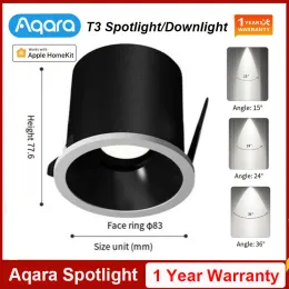 Kontrol Aqara Akıllı Spotlar T3 Zigbee 3.0 Downlight Partming Yuvarlak Işık 6W Işın Angonu 15 ° 24 ° 36 ° 80 ° Adaptif Aydınlatma Karartma Homekit
