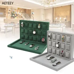 Случай изысканный фланелевый лоток ручной работы Veet Display Watch Case Watch Live Tray High емкость 151824 слоты организация