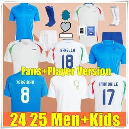 2024 ItaLYs soccer jerseys Maglia ItALia 2024 Euro Cup 2025 National Team Football Shirt Men kids kit 125 Years Anniversary Home Away CHIESA BARELLA Blue white