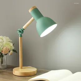 Настольные лампы Art LED Turn Head Простой прикроватный светильник/Защита глаз для чтения Лампа для учебы в спальне Деревянная креативная скандинавская деревянная лампа