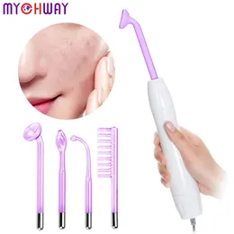 Portable Electrode High Frequency Machine Acne Spot Wrinkle Remover Skin Care Face Hair Spa Therapy Wand Massager 240312