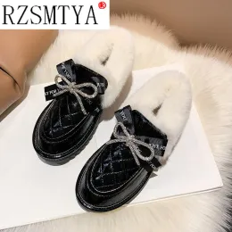 Boots Snow Boots 2020 Winter New Rhinestone Bow Flatbottomed Fashion Version Version Cover Foot Foot طلاب Maomao Cotton Shoes