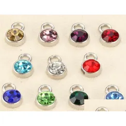 Encantos 6mm 50 Pçs / lote Liga de Zinco Birthstone Mix Cores Strass para Jóias Fazendo Pulseira DIY Findings4132254 Drop Delivery Findin Dhfj6