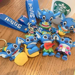 Cute alien blue puppy keychain backpack pendant mobile phone decoration key decoration