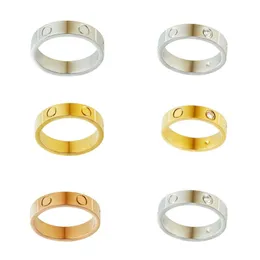 Luxury Classic Couple Ring Unisex Designer Cuff Screw Steel Alloy Gold Fade Nail Fashion Jewelry Stainless Plated Silver Crystal Love