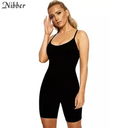 Nibber Black Basic Slegisel Playsuits Kadın Moda Moda Elastik Yumuşak Giyim Playsuits Jogging Sportswear Mujer 240306