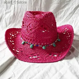 Ballkappen Rose Roter Cowboy Strat 2023 Western Cowboy Sonnenhut Spring Knight Hut Unisex Jazz Hat Sommer breit Bremmed Hut Sombrero Hombrec24319