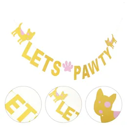 Party Decoration 1 Set Of Pet Decorative Banner Let's Pawty Sign Supplies