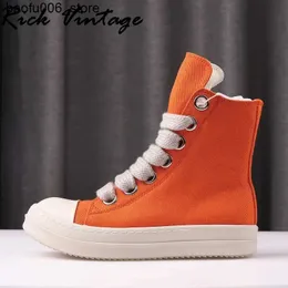 Casual Shoes Rick Vintage Classic High Street Sneakers Mens Brand Solid Canvas Shoes Thick Lace Womens High Top Casual Boots Mens Sports Shoes Q240320