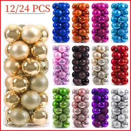 Parti Dekorasyonu 12/24 PCS Noel Balls Süslemeleri 3cm/4cm Ağaç Süsleri Top kolağaçları Xmas Asma Navidad Yıl Ev Dekor