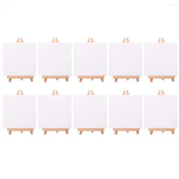 Skedar 10 Set Artists Mini Canvas Målning Craft Diy Ritning Small Table Easel Gift