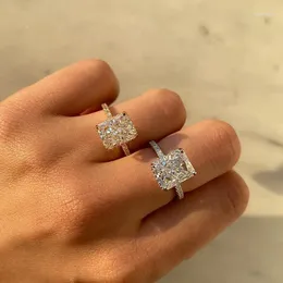 Anéis de cluster 2024 design luxo rosa corte 925 anel de prata esterlina para mulheres casamento noivado dedo senhora presente jóias r7233s