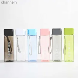 Water Bottles Square Water Bottle BPA Free Sport Water Gourds Water Jug with Lifting Rope Candy Color Cute Water Bottle Leak Proof Gym Bottle yq240320