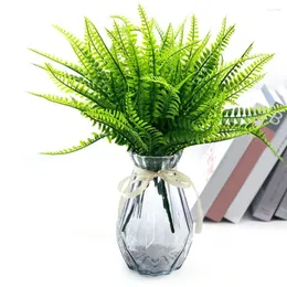 Flores decorativas sem manutenção planta ao ar livre 10 pçs realista uv resistente ramos de samambaias artificiais para decoração de jardim interior reutilizáveis