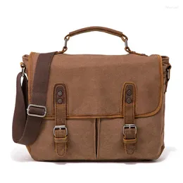 Väska vintage handväska män messenger canvas läder militär axel crossbody laptop väskor säck en huvudmodis bolso hombre satchel