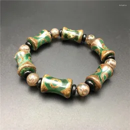 Decorative Figurines Natural Stone Dzi Bead Tibetan Agate Necklace Men's And Women's Bracelet Three-eyed Waist Fidelity Text Play Brac