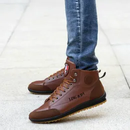 Boots Dropshipping جديد 2019 Men Leather Boots Fashion Autumn Winter Cotton Cotton Brand Boots Boots Lace Up Men Shoes Footwear Casual