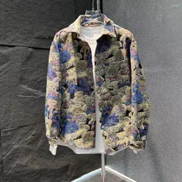 Kurtki męskie jesienne Jacquard Laps Lar Jacket Trójwymiarowa pełna druk niedźwiedź luźna modna