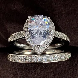 2024 Choucong ręcznie robione pierścionki ślubne vintage biżuteria 925 Sterling Srebrny różowy złoto napełnienie gruszki 5a Cubic cyrkon cZ Diamond Party Kobiety