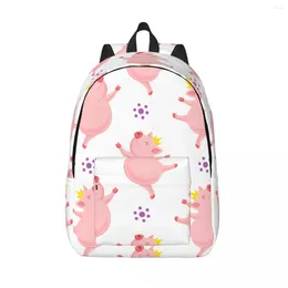 Rucksack Schultasche Student Schwein trägt Krone Schulter Laptoptasche Schule