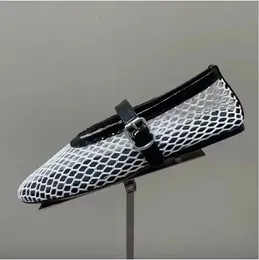 Yaz Kadınlar Mesh Luxus Bale Flats Ayakkabı Kadın Tasarım Markası Yuvarlak Toe Havalandırma Sandalları Damen Rom Günlük Parti Ayakkabıları 240313