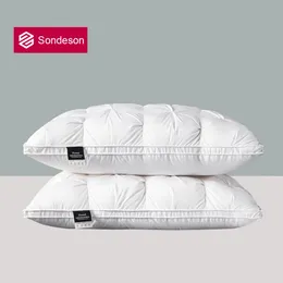 Sondeson Luxus-Kissen mit weißen Gänsedaunen, daunendicht, King-Size-Bett, Bettwäsche aus 100 % Baumwolle, rechteckiges Kissen im 3D-Stil für Sie als Liebhaber, Geschenk 240304