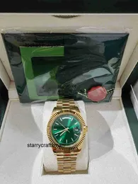 Orologio da uomo Ro lx Top con originale qualità della moda di lusso in oro giallo quadrante verde con diamanti lunetta 18038 orologio automatico 78