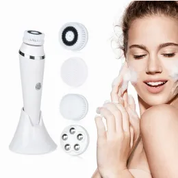 Scrubbers Electric 4in1 Face Cleansing Brush Sonic Black Devileting Silicone Face Face Cleanning Skining Canning Home Spa Care Skin