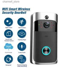 Doorbells V5 wireless intelligent doorbell night vision 720P high-definition voice intercom doorbell PIR motion sensor security protection deviceY240320