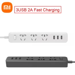 Controle Xiaomi Mi Power Strip com 3 plugue de soquete de extensão USB Mijia multifuncional 2A Faixa de potência de carregamento rápido 10A 250V 2500W