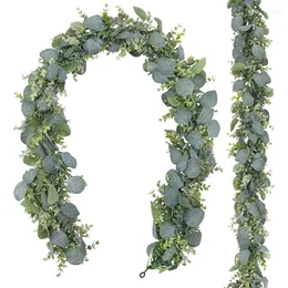 Dekorativa blommor marknadsföring! 2 Pack 5.5ft Artificial Eucalyptus Garland Spring Fake Greenery Hanging Plants for Wedding Home