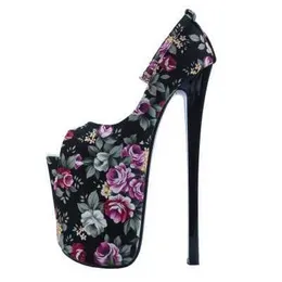 Dress Shoes 2019 Stiletto Pumps Women Autumn Platform High Heels 22CM Shallow Flowers OL Female Wedding Party H240321CUWO