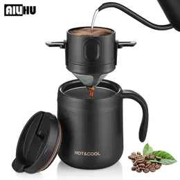 Filtro per caffè portatile in acciaio inossidabile 304 Caffè antigoccia Porta tè Tazza riutilizzabile Caffè Dripper Tazza da tè Set Caffettiera Caffettiera 240319