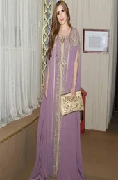 Eleganckie marokańskie kaftan formalne sukienki wieczorowe koralika z rękawem Przylądkiem 2022 Złote hafty koronkowe aplikacje arabskie muzułmańskie kobiety Long Prom 5917138