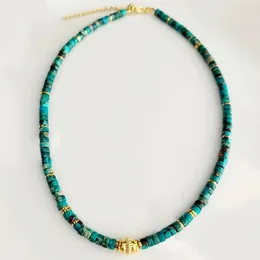 Halsband für Herren und Damen, blauer Meeressediment, kaiserlicher Jaspis, Halskette, natürlicher Edelstein, Heilschmuck, Metall, Abstandshalter, Verzierung, Halsband