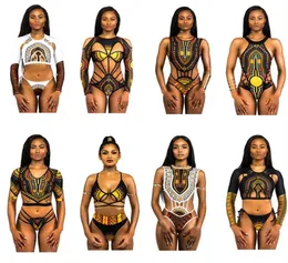 2018 Summer New Dashiki Print Squaodear African One Piece Swimsui Seksowne stroje kąpielowe dla kobiet Kąpiel Suit 11 Style298W9730064